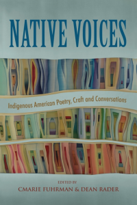 Native Voices: Indigenous American Poetry, Craft and Conversations featuring wavy lined rainbow artwork in various compartments.
