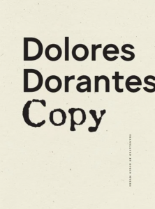 Cover of Copy by Dolores Dorantes, featuring black text on a cream background.