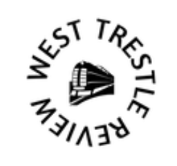 Logo of West Trestle Review featuring the black text in a circle around an illustration of a train.