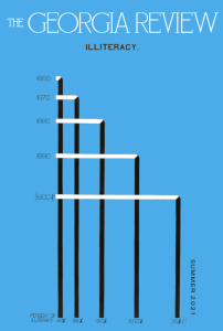 Cover of The Georgia Review featuring black and white lines on a blue background.