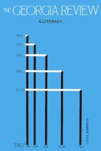 Blue cover of The Georgia Review with a black and white graph.