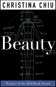 Cover of Beauty by Christina Chiu, featuring a diagram of a body with measurements assigned to different body parts.