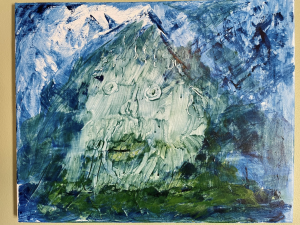 Banner image of Dark Matter Women Witnessing Issue 16 , "Bodies in (and out of) place," Part I, featuring an abstract face painted with blocky brushstrokes in green and blue.