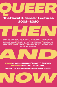 Cover of Queer Then and Now: The David R. Kessler Lectures, 2002-2020, with yellow block text on a hot pink field.