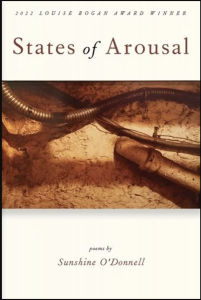 Cover of States of Arousan by Sushine O'Donnell, featuring a sepia-toned photograph of tubing and wiring.