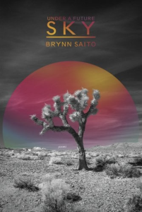 Cover of Under a Future Sky by Brynn Saito, with a grayscaled Joshua tree against a pink and yellow dome.