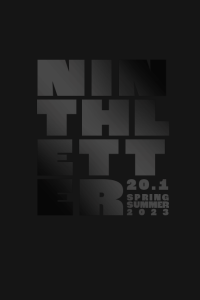 Cover of Ninth Letter 20.1 with dark gray text on a black background.
