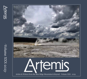 Cover of Artemis Journal's Volume 30 featuring a brown landscape and dark gray clouds gathering in the sky.