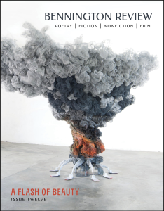 Cover of Bennington Review's Issue Twelve featuring a gray and orange art installation shaped to look like a smoking campfire.