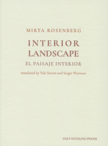 Interior Landscape by Mirta Rosenberg featuring a blank melon green cover with the title in the center.