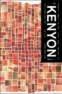 Cover of The Kenyon Review Fall 2023 issue, featuring a series of irregular square tiles in pinks, browns, oranges, and reds.