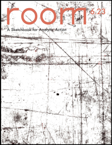 Cover of Room: A Sketchbook for Analytic Action, 6.23, featuring an abstract artwork in white and brown.