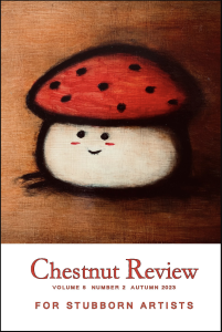Cover of the Chestnut Review featuring an illustration of a mushroom with a face.