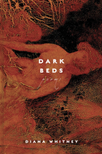 Dark Beds by Diana Whitney featuring a red textured artwork cover of a woman.