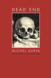 Dead End by Michel Surya featuring an intricate ink sketch of a skull surrounded by a red border.