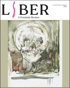 LIBER: A Feminist Review, Volume 2 Issue 3: The 90’s Issue, featuring artwork of two women surrounded by a circle of light.