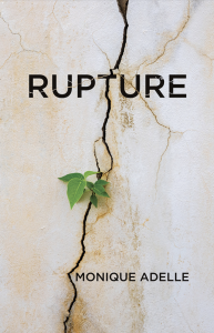 Rupture by Monique Adelle featuring a green plant growing in a giant crack on a white surface.