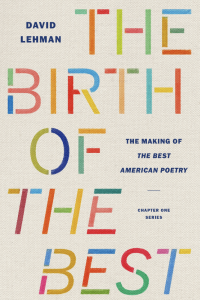 The Birth of The Best by David Lehman featuring a beige textured cover with the title in colorful lines.