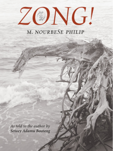 Zong! by M. NourbeSe Philip featuring a black and white photograph of driftwood on the beach.