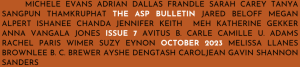 Red logo reading The ASP Bulletin, Issue 7, October 2023 in white against additional black text