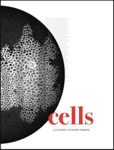 Cells by Lucianna Chixaro Ramos featuring half a black and grey spotted cell against a white background. 