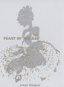 Cover of Feast of the Ass by Jahan Khajavi, featuring an abstract illustration of a person sitting in a long skirt.