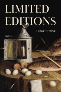 Limited Editions by Carole Stone featuring detailed artwork of fish, eggs, garlic, and hay next to an open lantern. 