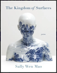 The Kingdom of Surfaces by Sally Wen Mao featuring a photograph of a Chinese porcelain–patterned figure of a bald head and torso.