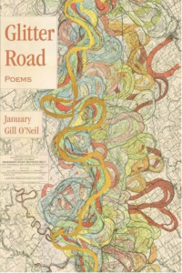 Cover of Glitter Road featuring rainbow swirls in muted tones.