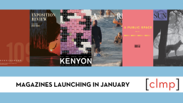 Magazines Launching in January, featuring images of several magazine covers on a blue background.