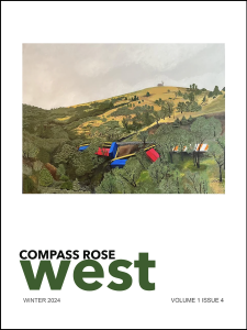 Cover of Compass Rose West featuring blue and red buildings set in the hills.