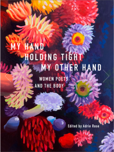 Cover of My Hand Holding Tight My Other Hand featuring illustrated pink and purple flowers on a dark blue background.