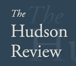 The Hudson Review logo, featuring white text on a dark blue background.