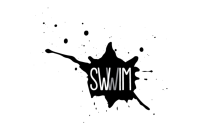 SWWIM logo on a black ink splatter