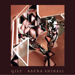 Cover of Gilt by Raena Shirali, featuring a pink and white, up-close photo of a gilted object.