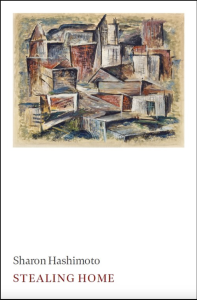 Cover of Stealing Home by Sharon Hashimoto, featuring an illustration of a series of houses and walls crowding into each other.