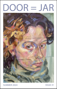 Cover of Door = Jar featuring a painterly portrait of a white woman looking up and to her right.
