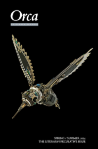 Cover of Orca, featuring an image of a mechanical hummingbird.
