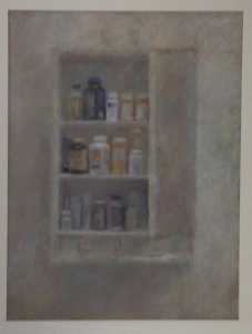 Cover image for Issue 1 of Libre, featuring a painting of an open medicine cabinet full of jars.