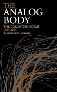 Cover of The Analog Body by Alexander Laurence, featuring white and brown text on a black background with an illustration of multiple brown and gray lines overlapping.