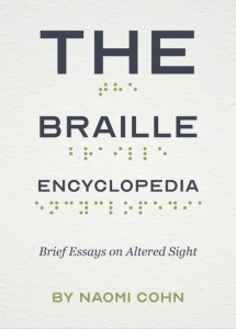 Cover of The Braille Encyclopedia, featuring black text and the corresponding braille on a cream-colored field.