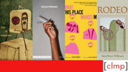 A red and white graphic featuring 4 book covers from the Books Launching in April 2025 reading list.