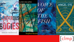A red and white graphic featuring 4 book covers from the Disability Pride Month reading list.